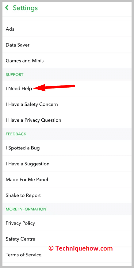 to click on I Need Help
