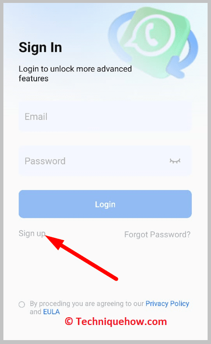 you'll get the Sign Up button