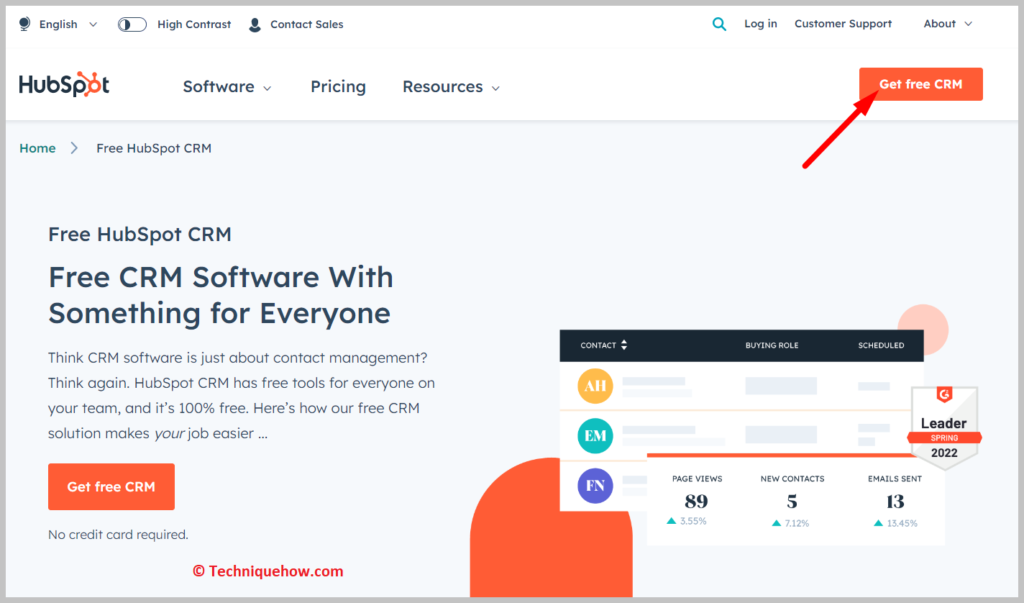 Click Get free CRM