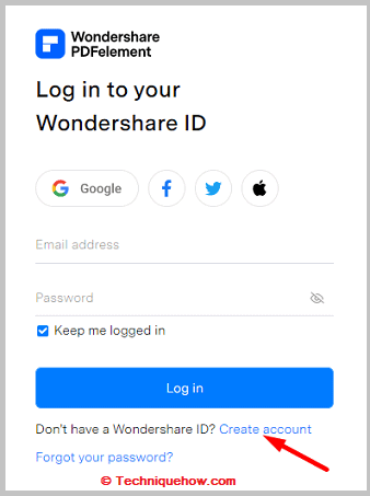Click on Create Account. 