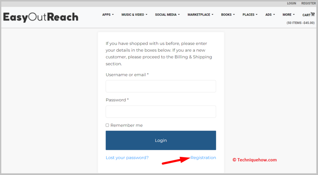 Click on Registration