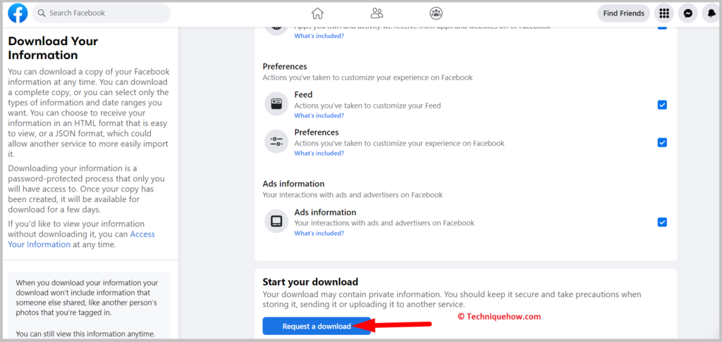 Click on Request a download