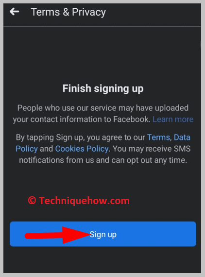 Click on Sign up