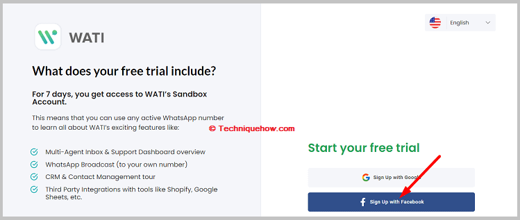 Click on Sign up with facebook.