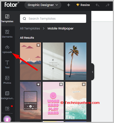 Click on Uploads