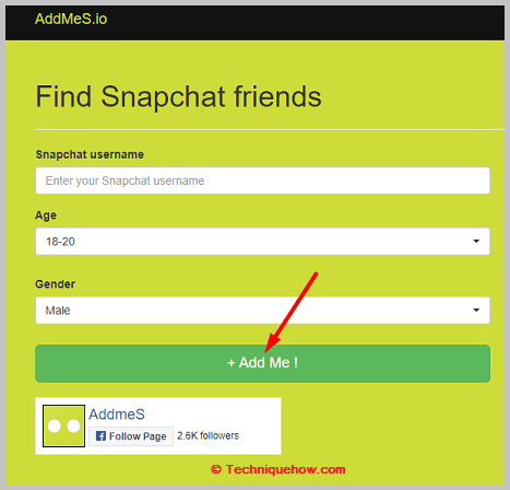 Click on add me button