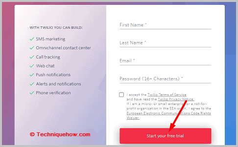 Click on create account