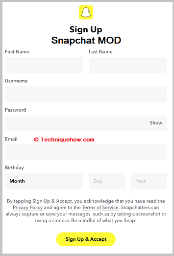 Click on sign up
