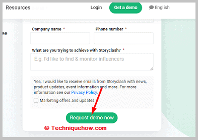 Click on the Request demo now