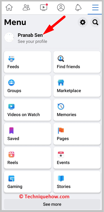 Click on your profile name