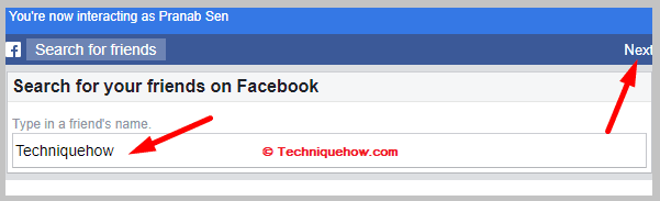 Enter facebook profile