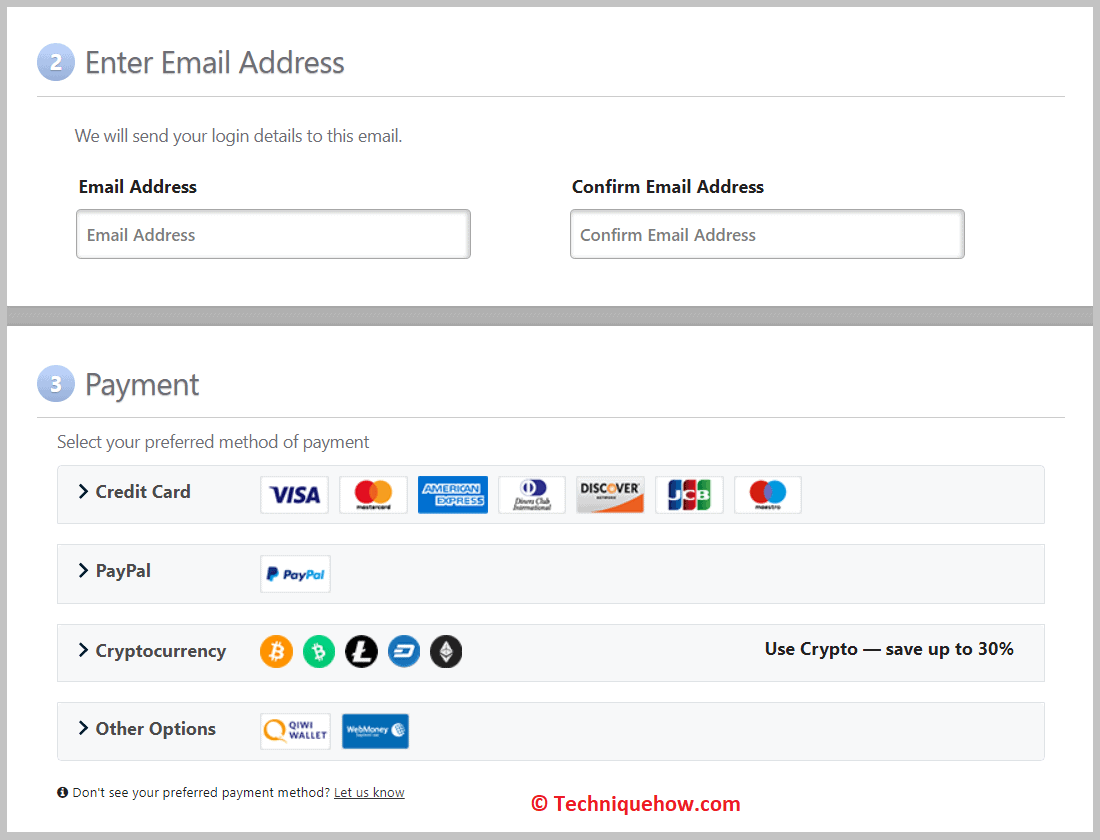 Select the payment method