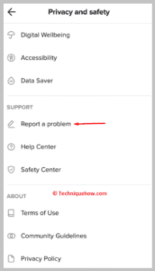 Tap on Report a problem