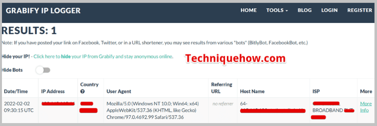 Track the IP address