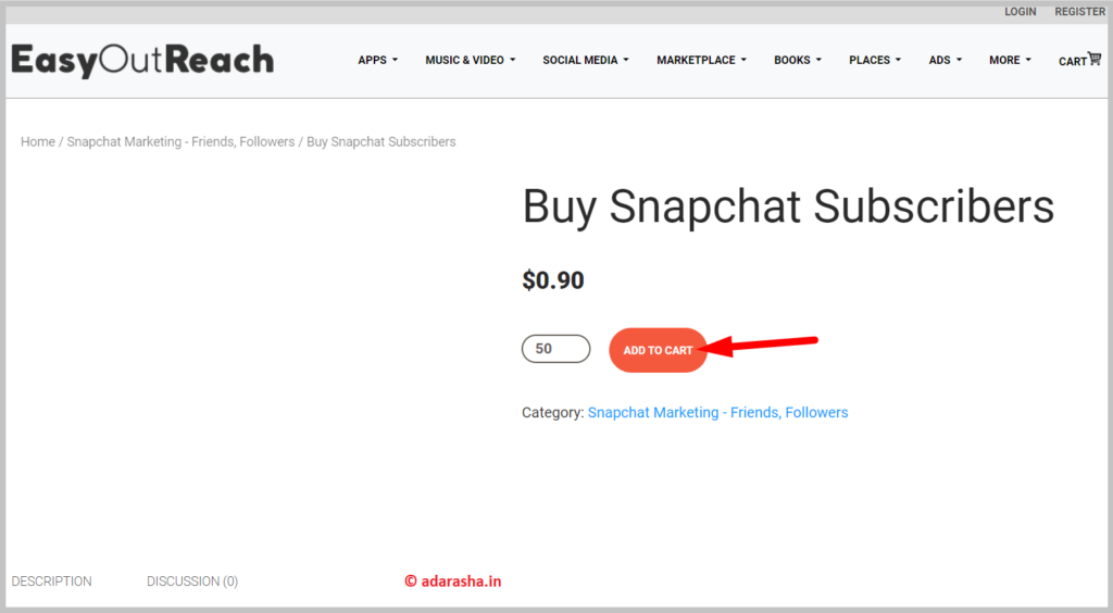 click on ADD TO CART