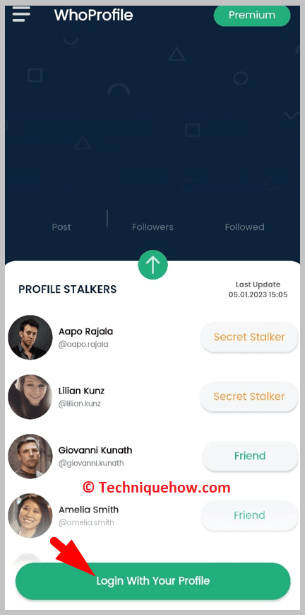 click on Login with Your Profile