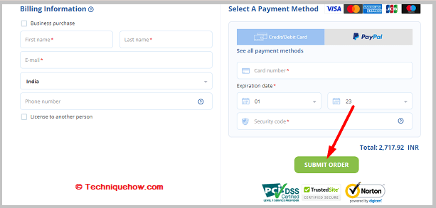 click on SUBMIT ORDER