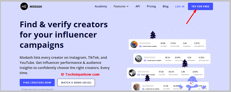 click on the TRY FOR FREE button
