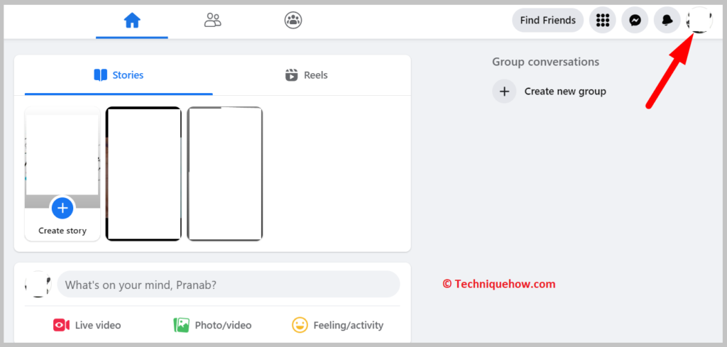 click on the profile picture icon