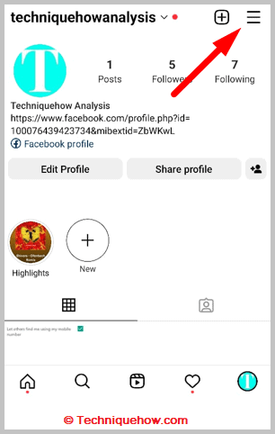 click on three line icon