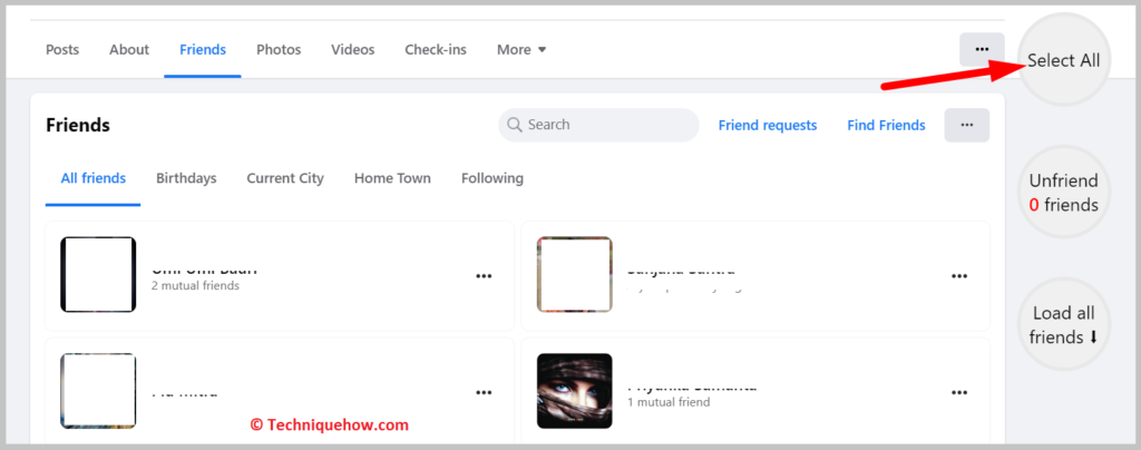 clicking on Select All