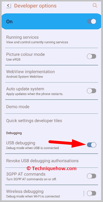 enable USB debugging mode