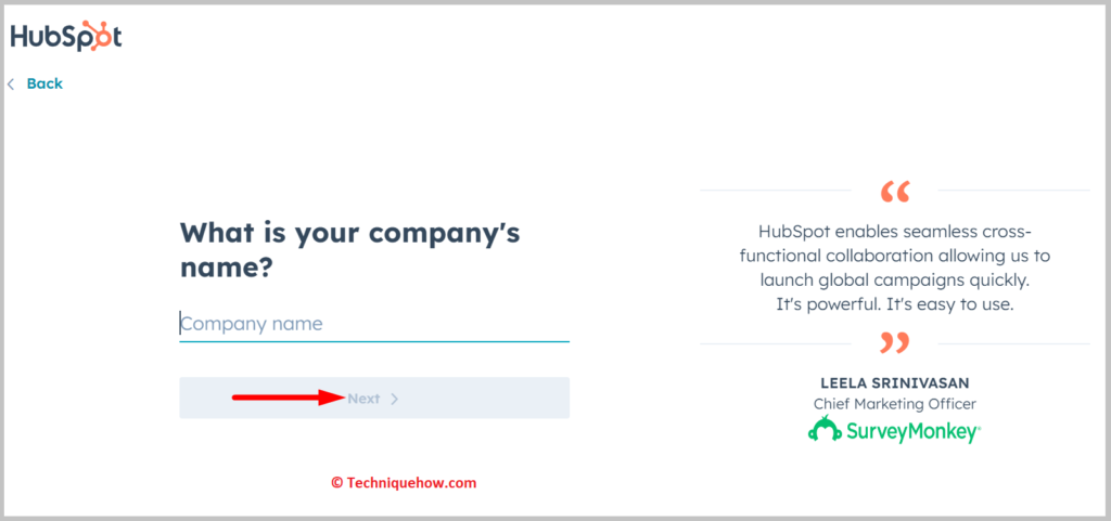 enter the name of your company