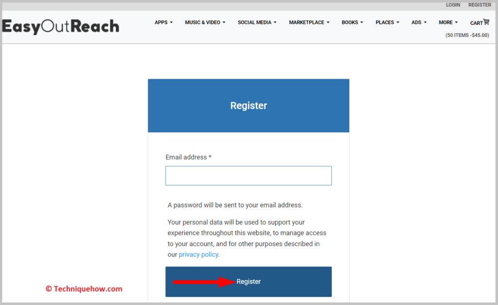 need to click on Register