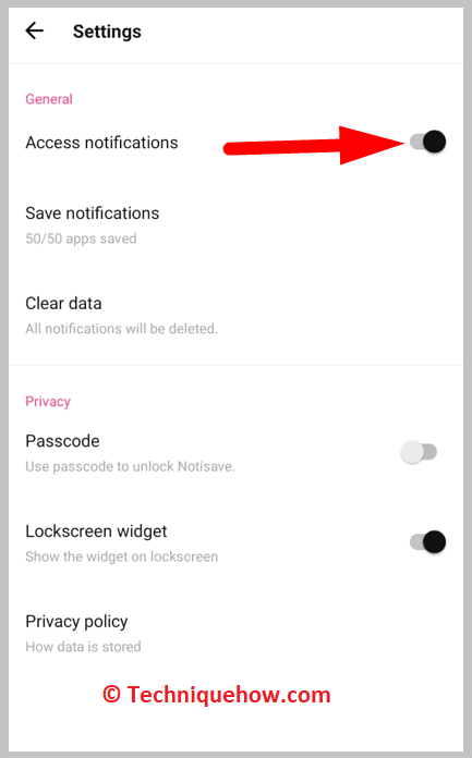 switch next to Active Status Notification