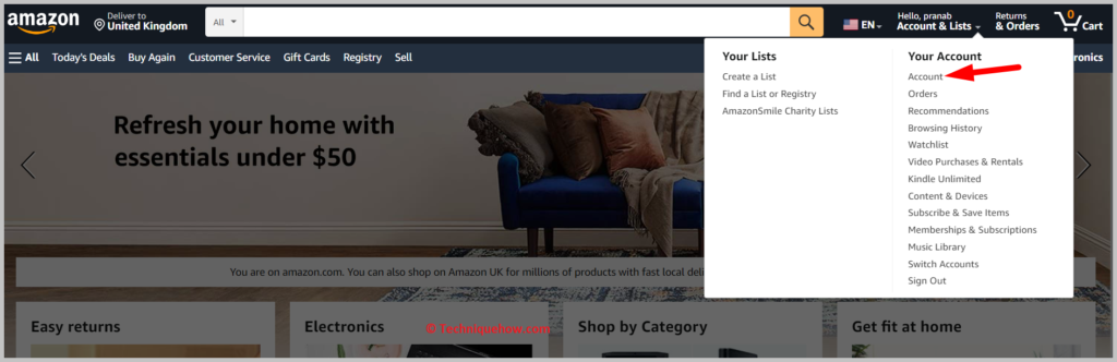 your Amazon account