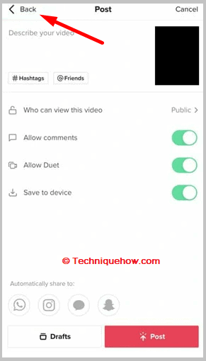 Click on back