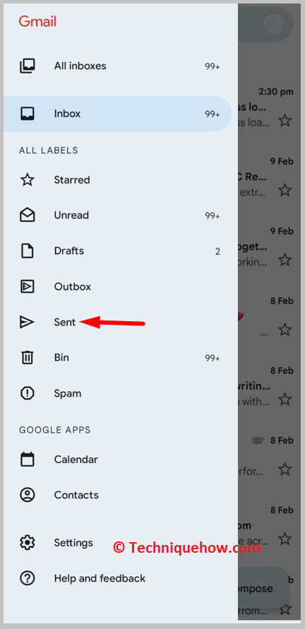 Click on Sent