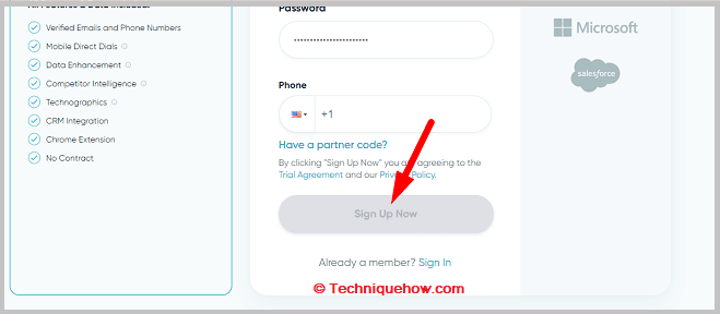 Click on Sign Up
