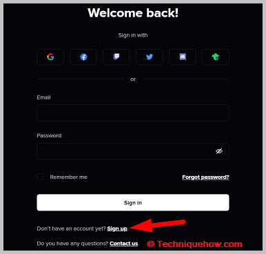 Click on Sign up