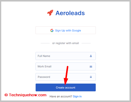 Click on create account