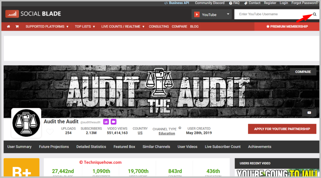 Enter YouTube Username