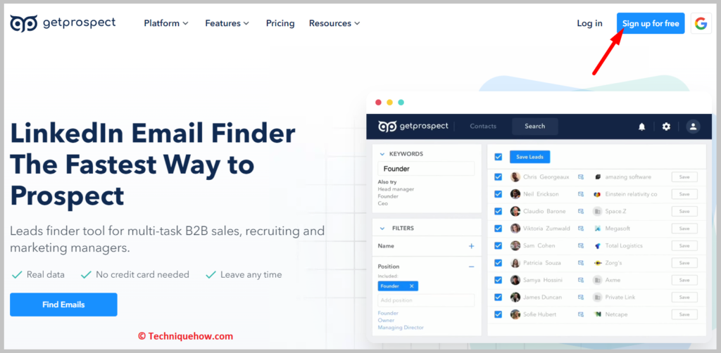 Getprospect website create