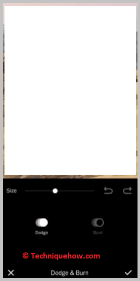 Swipe left on the adjustment
