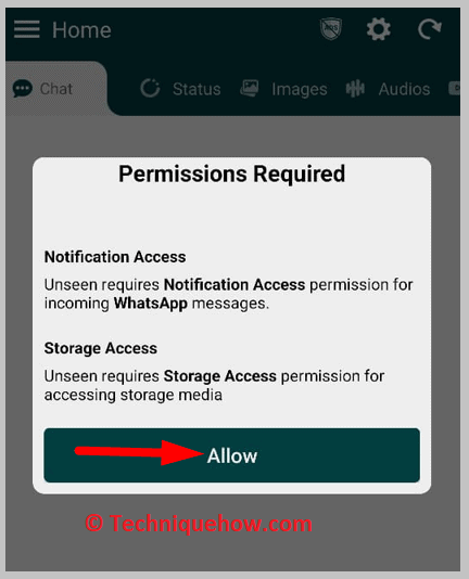 click on Allow to grant permission