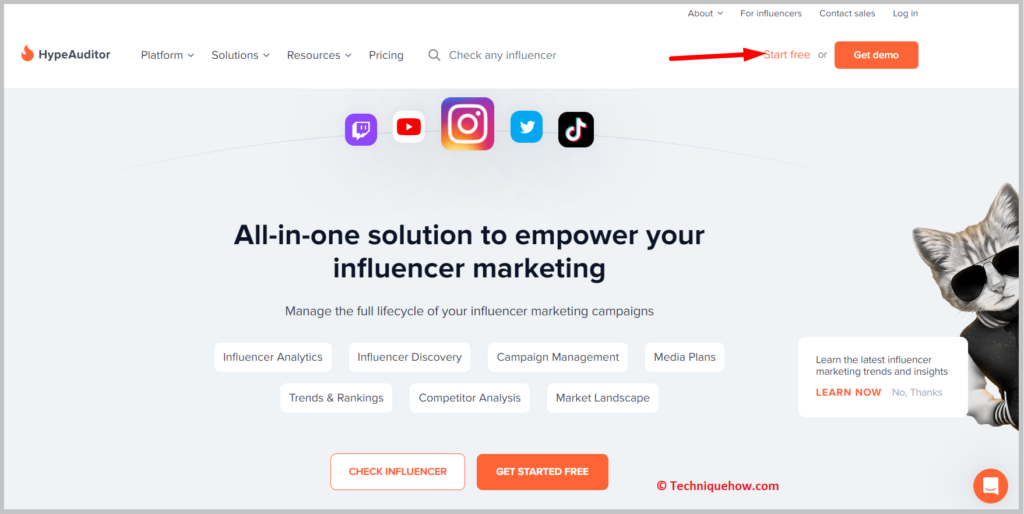 click on Start free