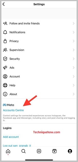 Click on account center