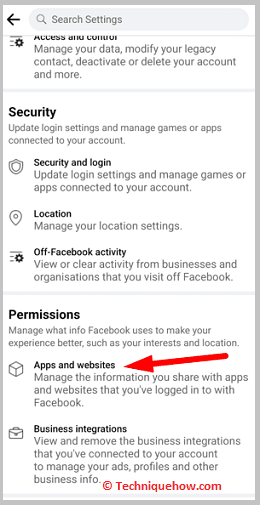 Click on apps and website