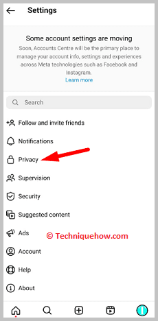 Click on privacy