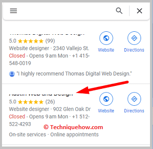 Click on the business listing