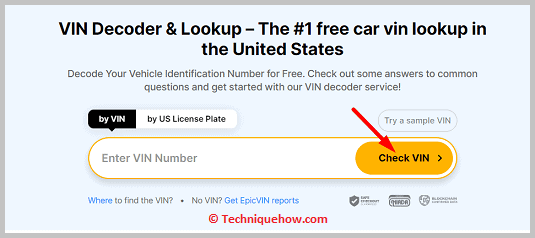 Click on the yellow Check VIN button