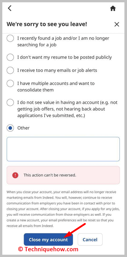 Close my account indeed