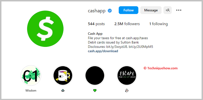 Contact Cash App Customer Support through Instagram