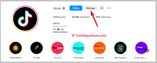 Contact TikTok through Instagram
