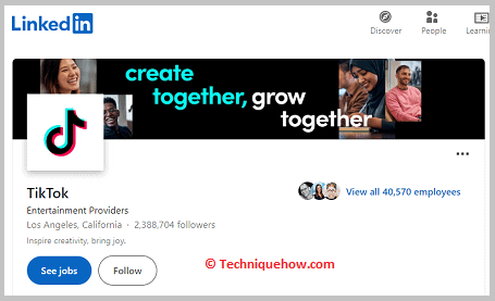 Contact TikTok through LinkedIn