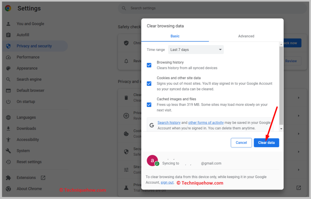 Cookies and other site data